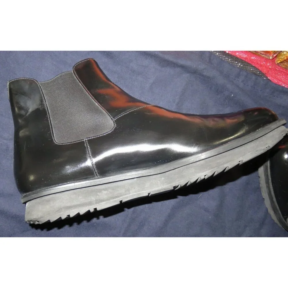 Prada B4L F0002 Black Brushed Spazzolato Italian Leather Chelsea Boot 9  2TE136 - Picture 5 of 8